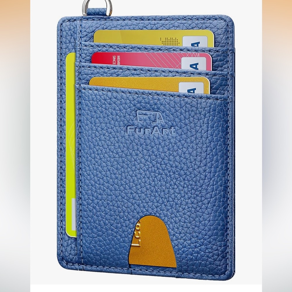NWOT RFID Blue Leather Slim Wallet